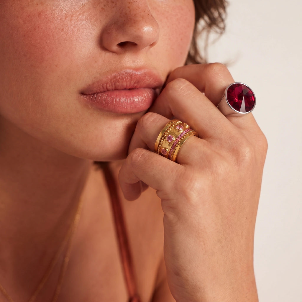 Burgundy Fire Statement Ring