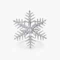 Intricate snowflake brooch with palladium-plated copper setting and sparkling zircon stones in radiating crystal pattern